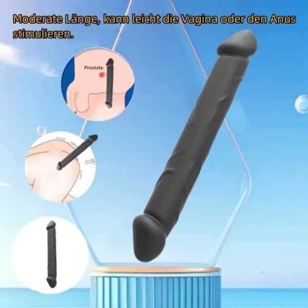 Ρεαλιστικό Dildo Διπλής Όψης – Μαύρο 23,5cm με Μαλακή Υφή - Image 2