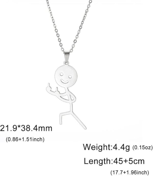 Ατσάλινα Κολιέ Stickman Smiley με Δάχτυλο για Ζευγάρια & Φίλους - Image 3