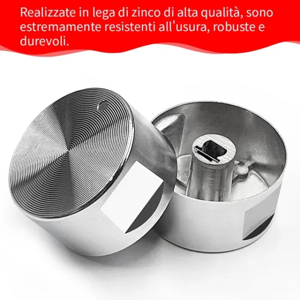 Σετ 6 Κουμπία για Εστίες Αερίου - Universal Μεταλλικά 6mm Ασημί - Image 2