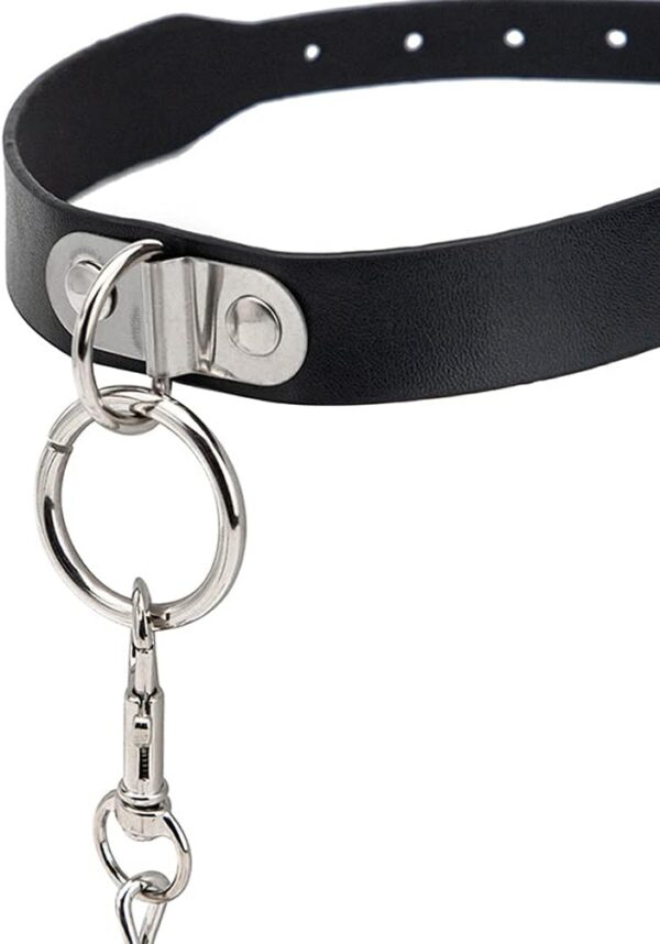 Sex Slaves Cosplay Choker Δερμάτινο Κολάρο με Αλυσίδα Μαύρο - Image 4