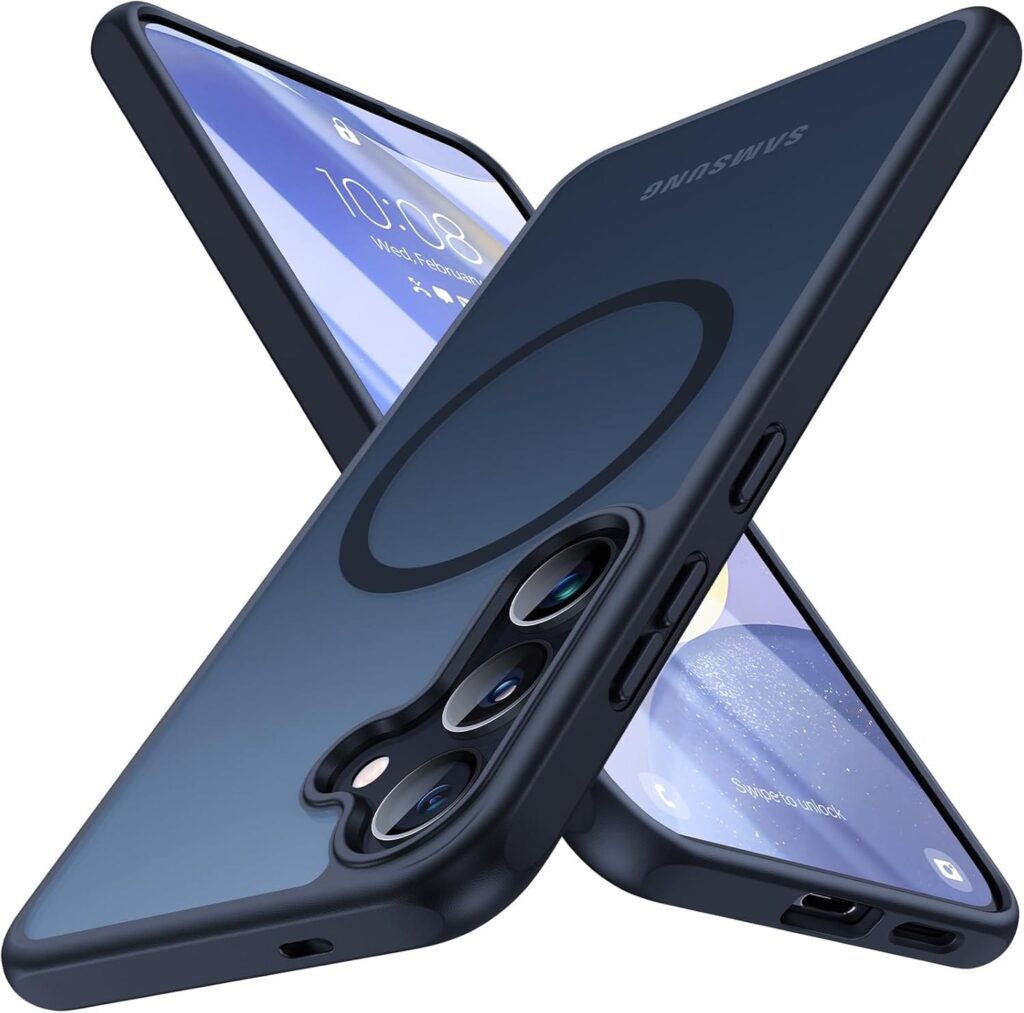 Αντικραδασμική θήκη για Samsung Galaxy S24 με MagSafe σε μαύρο χρώμα. Προσφέρει προστασία από πτώσεις και γρατσουνιές, εξασφαλίζοντας ασφαλή χρήση.
