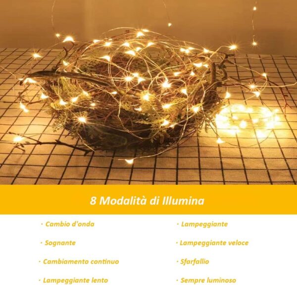 Γιρλάντα LED με Θερμό Λευκό Φως, 8 Λειτουργίες & Σύνδεση USB - Image 8