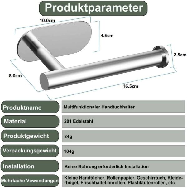 Θήκη Χαρτιού & Πετσέτας 16cm – Ανοξείδωτο Ατσάλι, Ασημί - Image 4