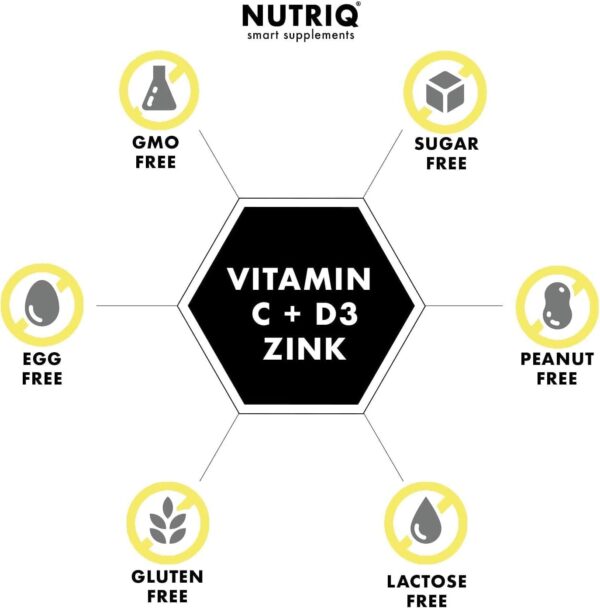Nutriq Βιταμίνη C + D3 + Ψευδάργυρος - Vegan Για 6 Μήνες - Image 2