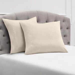 Σετ 2 μαξιλαροθήκες Mellanni 80×80 cm από double-brushed μικροΐνα. Ανθεκτικές, αντιρυτιδικές και ασφαλείς (OEKO-TEX®), σε σκούρο μπλε, εκρού, γκρι & φυστικί