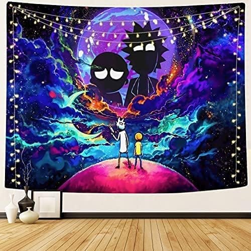 Υφασμάτινη ταπετσαρία τοίχου Rick & Morty, 200 x 150 cm. Ιδανική για διακόσμηση, ζωντανά χρώματα, ανθεκτικό ύφασμα, τέλεια για φαν της σειράς.