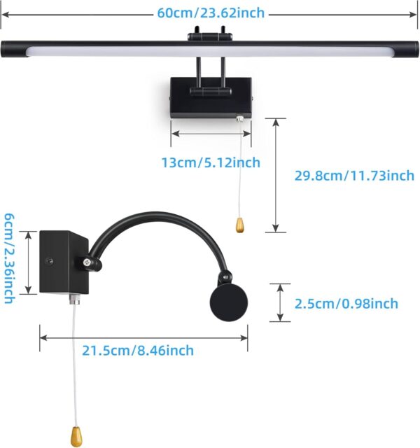Φωτιστικό Τοίχου LED 60cm – 12W Περιστρεφόμενο με Διακόπτη - Image 5