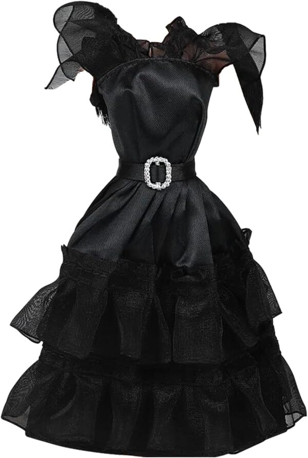 Κούκλα Φιγούρα Wednesday Addams με Μαύρο Ολόσωμο Φόρεμα - Image 3