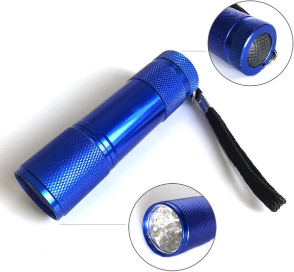Πολυλειτουργικός Φακός UV 9 LED 8,6 cm – Φορητός Μπλε - Image 3