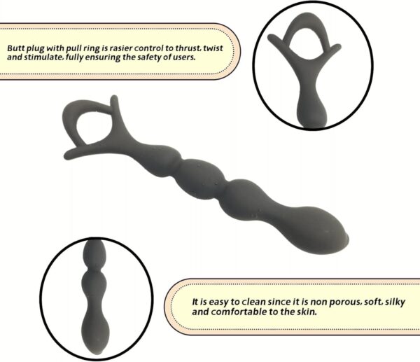 Πρωκτικό Βύσμα Σιλικόνης με Χάντρες Butt Plug Anal 16,5 cm - Image 3