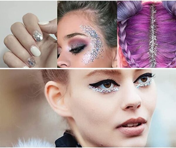 Ασημένιο Glitter Gel Σώματος & Προσώπου για Μακιγιάζ και Νύχια - Image 3