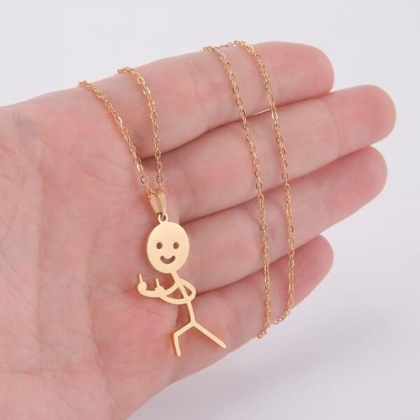 Ατσάλινα Κολιέ Stickman Smiley με Δάχτυλο για Ζευγάρια & Φίλους - Image 4