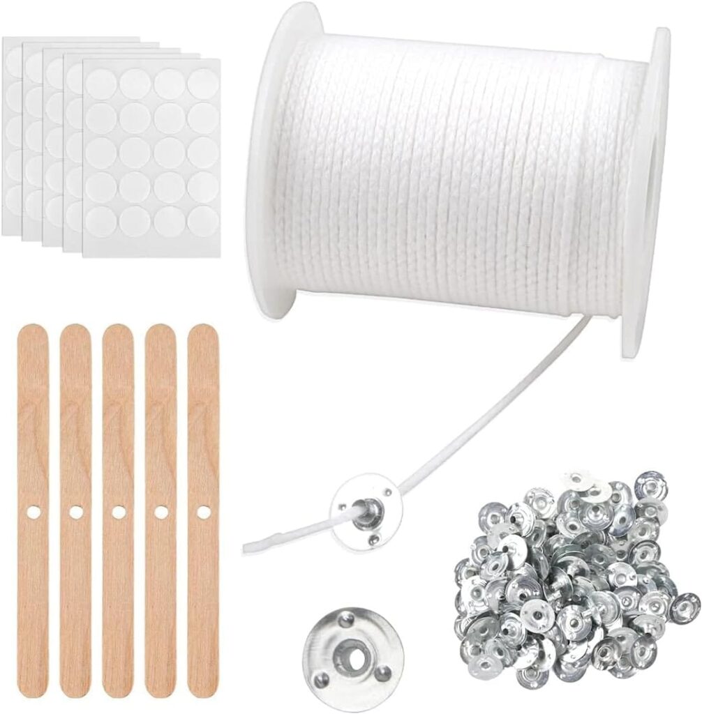 Σετ κατασκευής κεριών DIY με βαμβακερά φυτίλια και βάσεις. Ιδανικό για χειροποίητα κεριά, δημιουργίες, δώρα και επαγγελματική χρήση.
