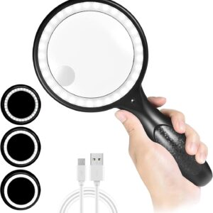 Μεγεθυντικός φακός χειρός LED 30X-33X-60X με USB φόρτιση. Ιδανικός για ανάγνωση, λεπτομέρειες & καθημερινή χρήση. Εργονομικός σχεδιασμός με ισχυρό φωτισμό.