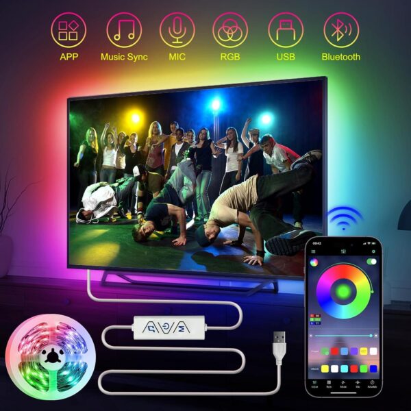 Κρυφός Φωτισμός Σαλονιού RGB 4 Μέτρα μέσω Εφαρμογής USB - Image 5