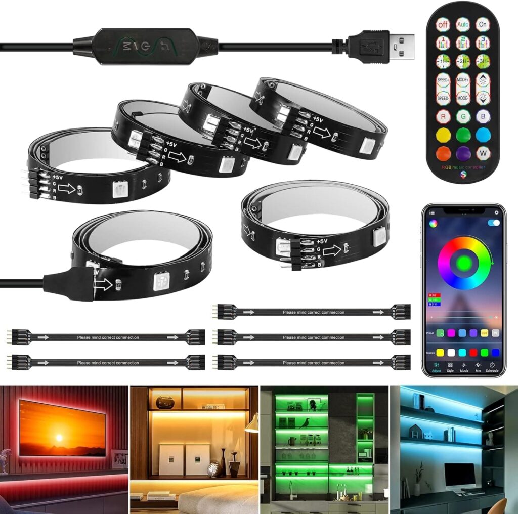 Οπίσθιος φωτισμός LED RGB 3 μέτρα, με τροφοδοσία USB, για ατμοσφαιρικό φωτισμό, κατάλληλος για τηλεοράσεις, υπολογιστές και διακοσμητικούς χώρους.