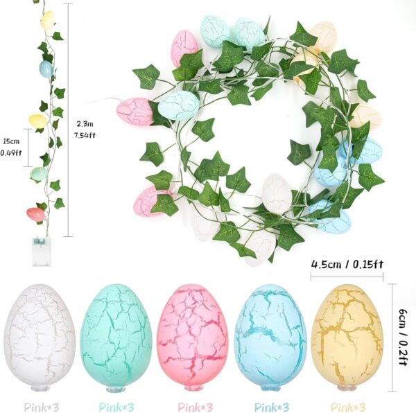 Φωτάκια Πάσχα με 15 LED Αυγά Νεράιδας & Ψεύτικο Κισσό – 2,3μ - Image 3