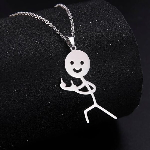 Ατσάλινα Κολιέ Stickman Smiley με Δάχτυλο για Ζευγάρια & Φίλους - Image 6