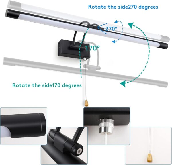 Φωτιστικό Τοίχου LED 60cm – 12W Περιστρεφόμενο με Διακόπτη - Image 8