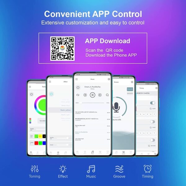 RGB LED Ταινία 10m Συγχρονισμό Μουσικής & Bluetooth App 12V - Image 5