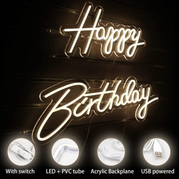 Φωτεινή Επιγραφή NEON Led "Happy Birthday" - Image 5