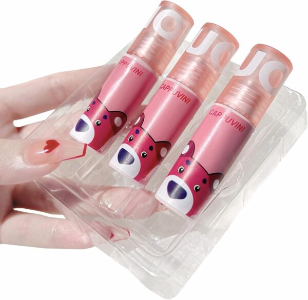Σετ Κραγιόν-Lip Gloss Bear Lip Mud Matte Φράουλα 3 τεμ.