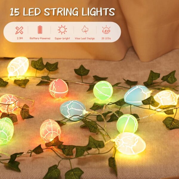 Φωτάκια Πάσχα με 15 LED Αυγά Νεράιδας & Ψεύτικο Κισσό – 2,3μ - Image 2