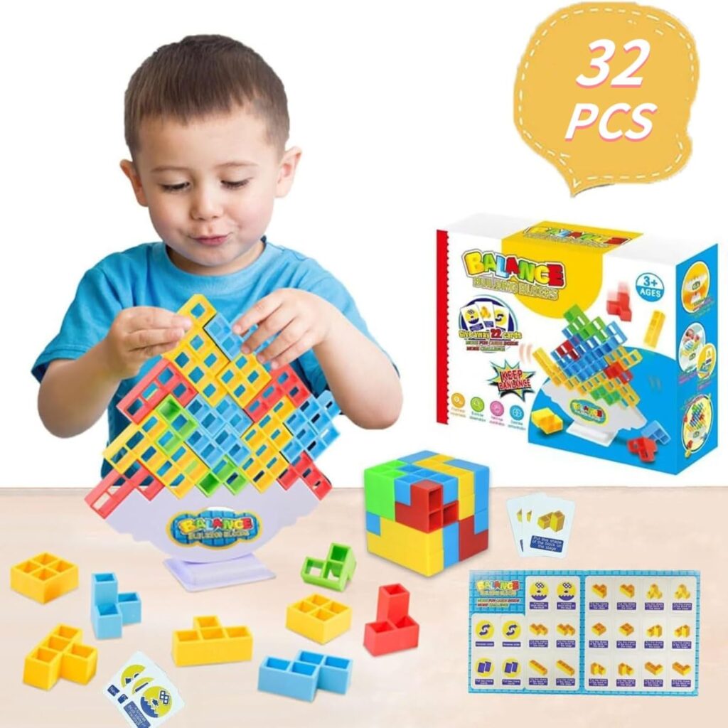 "Παιχνίδι ισορροπίας Tetris Tower Building για παιδιά 3+ ετών. Βελτιώνει συντονισμό, υπομονή και στρατηγική μέσω διασκεδαστικού επιτραπέζιου παιχνιδιού."