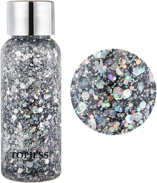 Ασημένιο Glitter Gel Σώματος & Προσώπου για Μακιγιάζ και Νύχια - Image 6