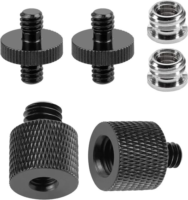 Αντάπτορες τρίποδου αλουμινίου 3/8" σε 1/4" & 1/4" σε 3/8", ιδανικοί για κάμερα, μικρόφωνο και φωτισμό. Ανθεκτικοί, ελαφροί και εύκολοι στη χρήση.