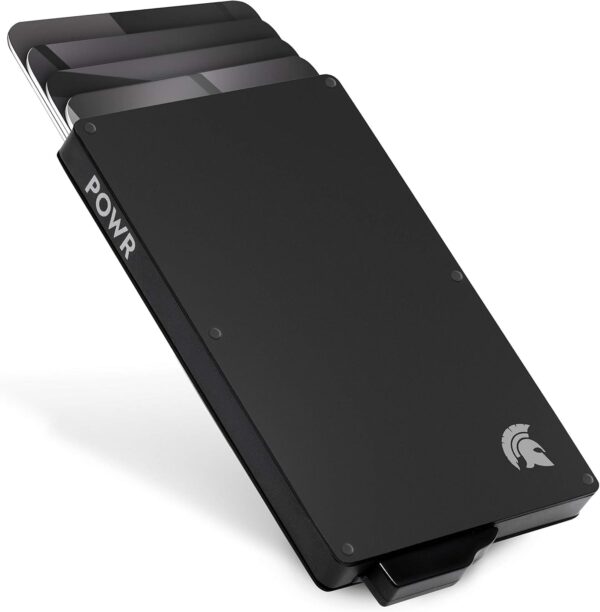 "POWR πορτοφόλι καρτών με RFID και μηχανισμό slide σε μαύρο χρώμα. Εξαιρετική ασφάλεια και εύκολη πρόσβαση στις κάρτες σας για καθημερινή χρήση."
