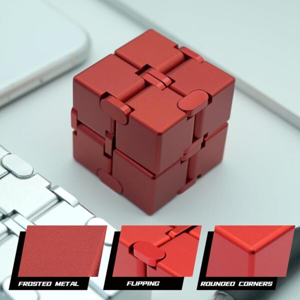 Αντιστρές Fidget Infinity Cube από Αλουμίνιο σε Κόκκινο Χρώμα - Image 3
