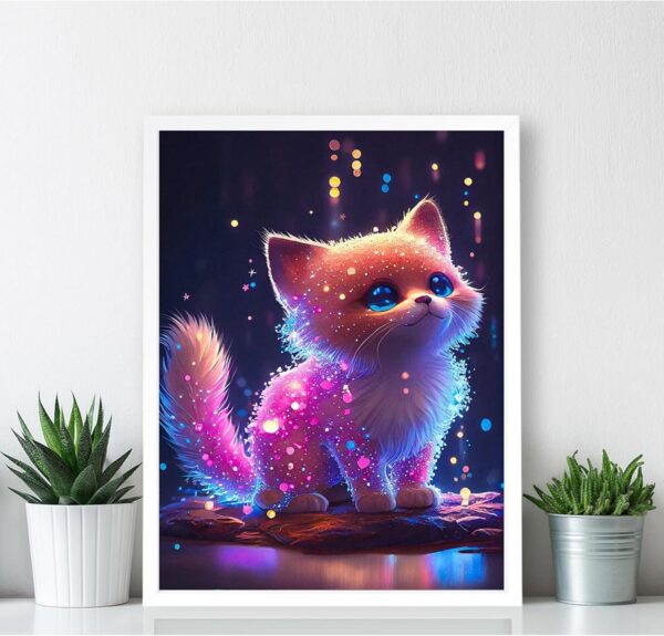 Diamond Painting Γάτα 5D – DIY Σετ Χειροτεχνίας 30x40εκ - Image 3