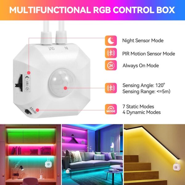 LED Ταινία Αδιάβροχη με Ανιχνευτή Κίνησης 3m RGB 5050 USB - Image 5