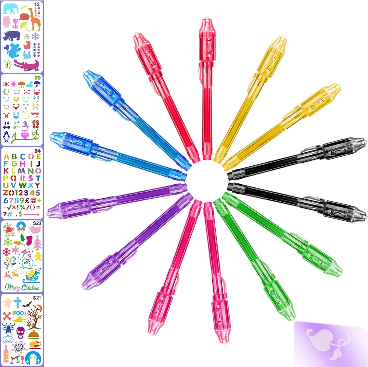 Αόρατο μαγικό στυλό με UV LED φως για ανίχνευση μυστικών μηνυμάτων. Ιδανικό για παιχνίδια και ανακαλύψεις. Περιλαμβάνονται 14 τεμάχια για ομαδική χρήση.