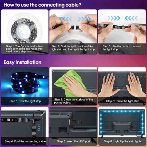 Οπίσθιος Φωτισμός - Ταινία LED Τροφοδοσίας RGB 3 Μέτρα USB - Image 4