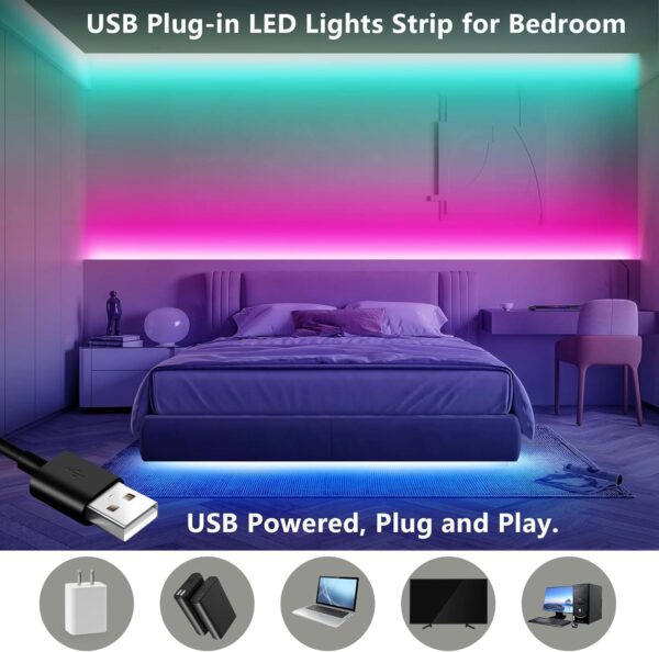 Ταινία LED 10 Μέτρων RGB με Τηλεχειριστήριο και APP - USB - Image 2