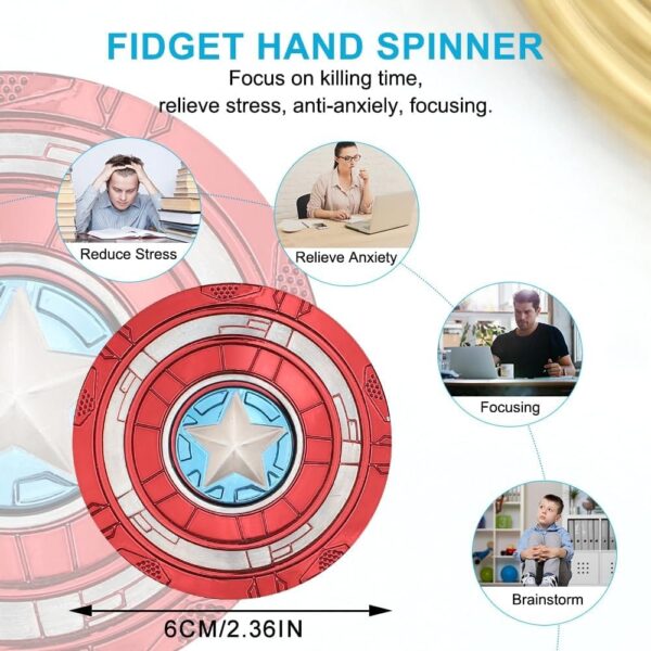 Fidget Spinner Μπρελόκ 2 σε 1 – Σφυρί & Ασπίδα Σούπερ Ήρωα - Image 9