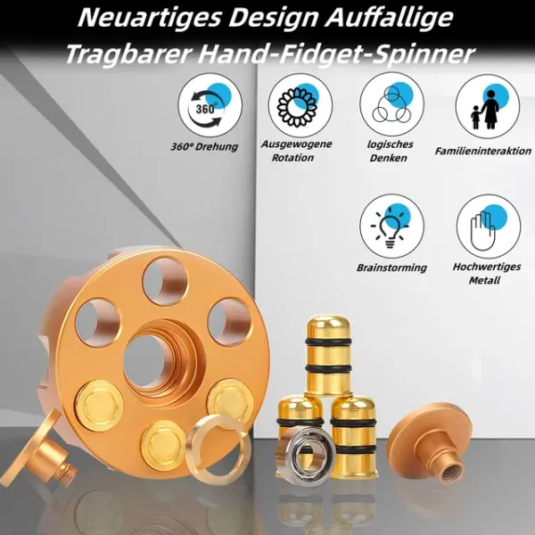 Μεταλλικό Fidget Spinner με Σχέδιο Γεμιστηράς Όπλου με Σφαίρες - Image 2