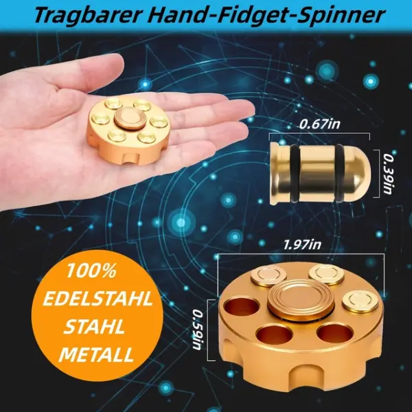 Μεταλλικό Fidget Spinner με Σχέδιο Γεμιστηράς Όπλου με Σφαίρες - Image 3