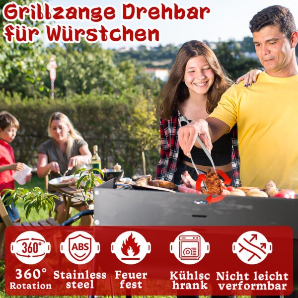 Περιστρεφόμενες Μακριές Λαβίδες BBQ με Ρόδες Inox 38cm 2τεμ - Image 6