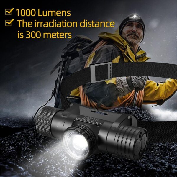 Φακός Κεφαλής 1000 Lumens με Αισθητήρα Κίνησης USB - Image 5