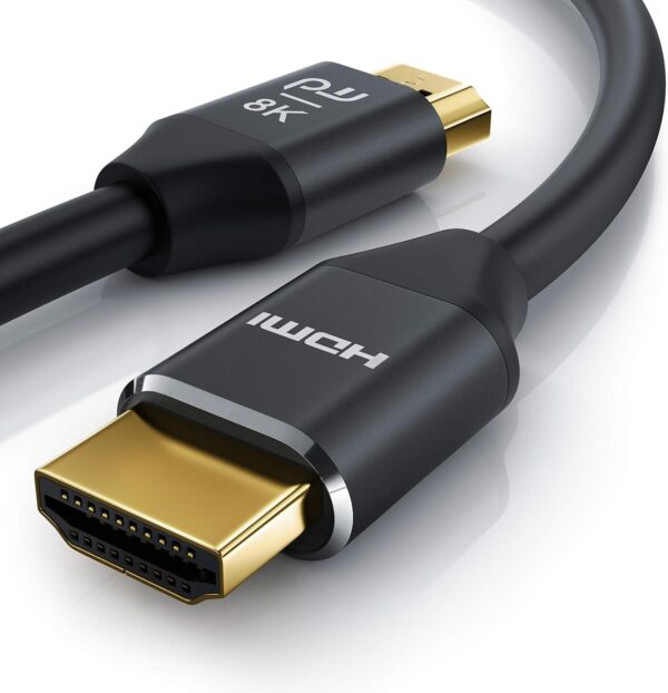Καλώδιο HDMI 2.1 8K μήκους 2 μέτρων, υψηλής ταχύτητας, με υποστήριξη 8K στα 60Hz. Ιδανικό για τηλεοράσεις, κονσόλες και συσκευές UHD.