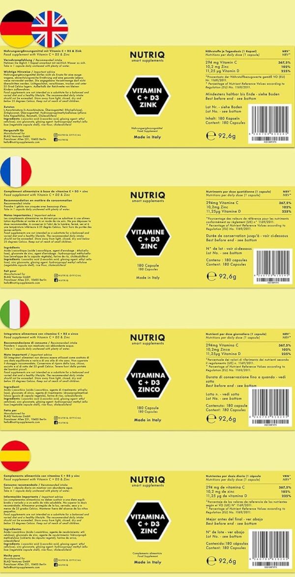 Nutriq Βιταμίνη C + D3 + Ψευδάργυρος - Vegan Για 6 Μήνες - Image 5
