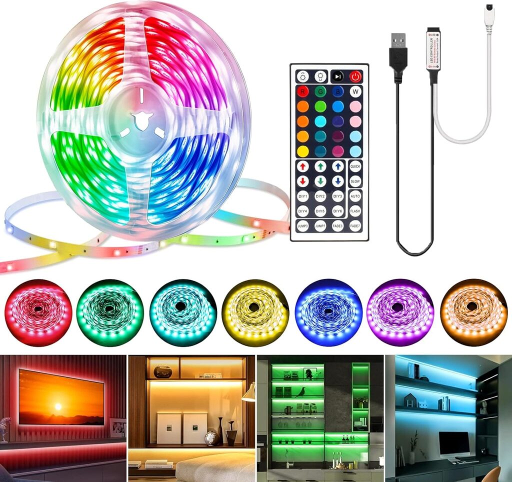 Ταινία LED 10 μέτρων RGB με τηλεχειριστήριο και έλεγχο μέσω APP. Ιδανική για διακόσμηση, με σύνδεση USB και εύκολη χρήση.