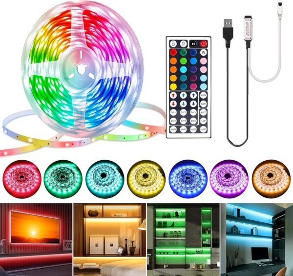 Ταινία LED 10 μέτρων RGB με τηλεχειριστήριο και έλεγχο μέσω APP. Ιδανική για διακόσμηση, με σύνδεση USB και εύκολη χρήση.