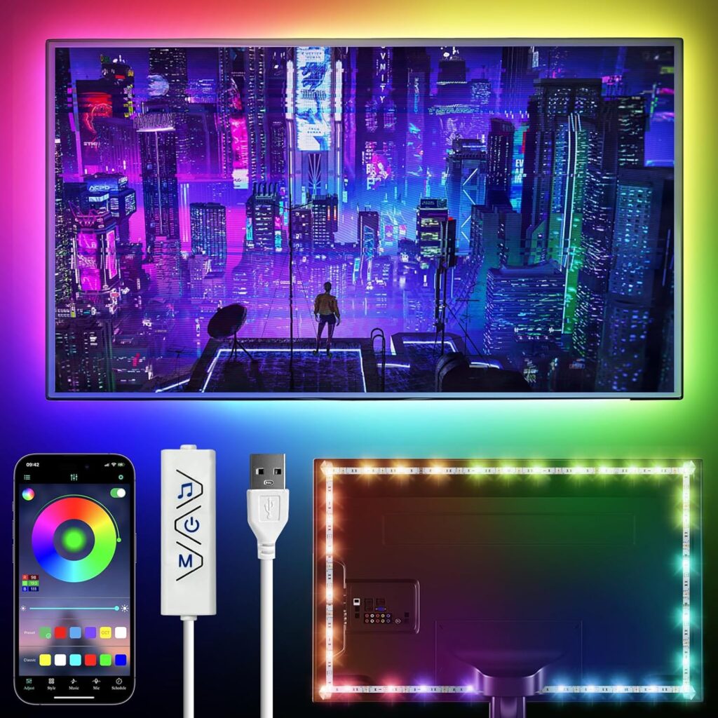 Κρυφός φωτισμός LED RGB 4 μέτρων με USB και έλεγχο μέσω εφαρμογής. Ιδανικός για σαλόνι, δημιουργεί ατμοσφαιρικό και μοντέρνο περιβάλλον.