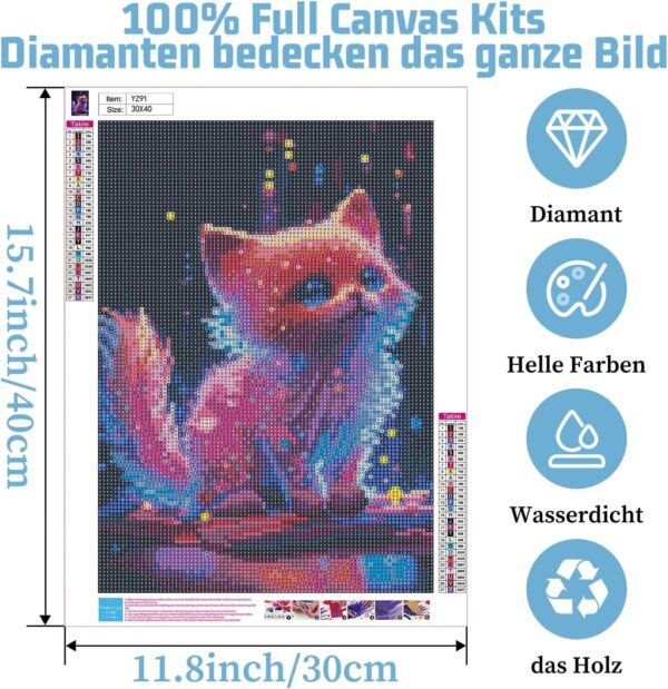 Diamond Painting Γάτα 5D – DIY Σετ Χειροτεχνίας 30x40εκ - Image 5