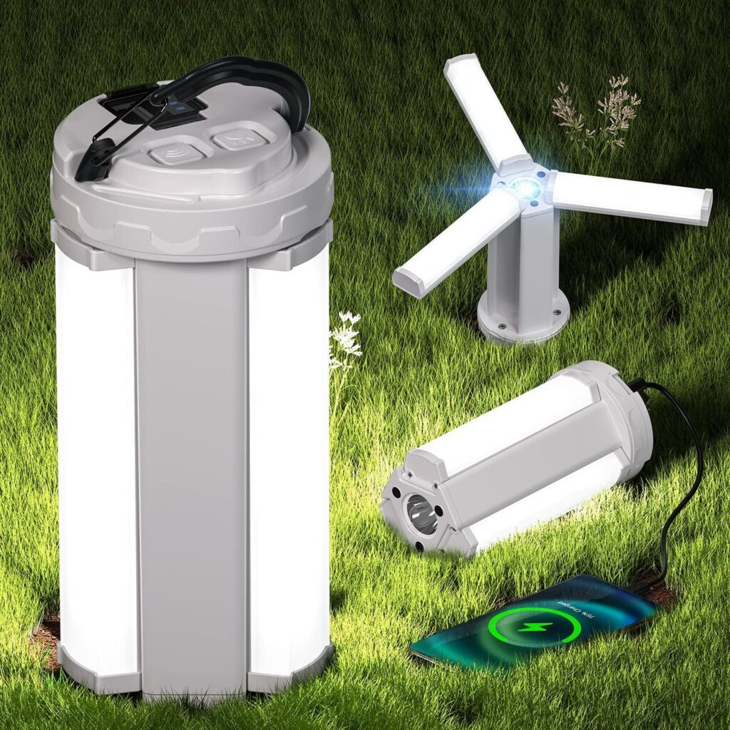 Φορητό φανάρι camping με μπαταρία 3600mAh, αναδιπλούμενα LED πάνελ και USB φόρτιση. Ιδανικό για κάμπινγκ, ψάρεμα και έκτακτες ανάγκες.