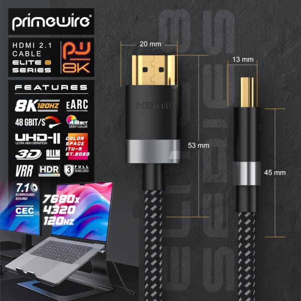 Καλώδιο HDMI 2.1 Braided 0,5m – 8K HDMI Male σε HDMI Male - Image 5
